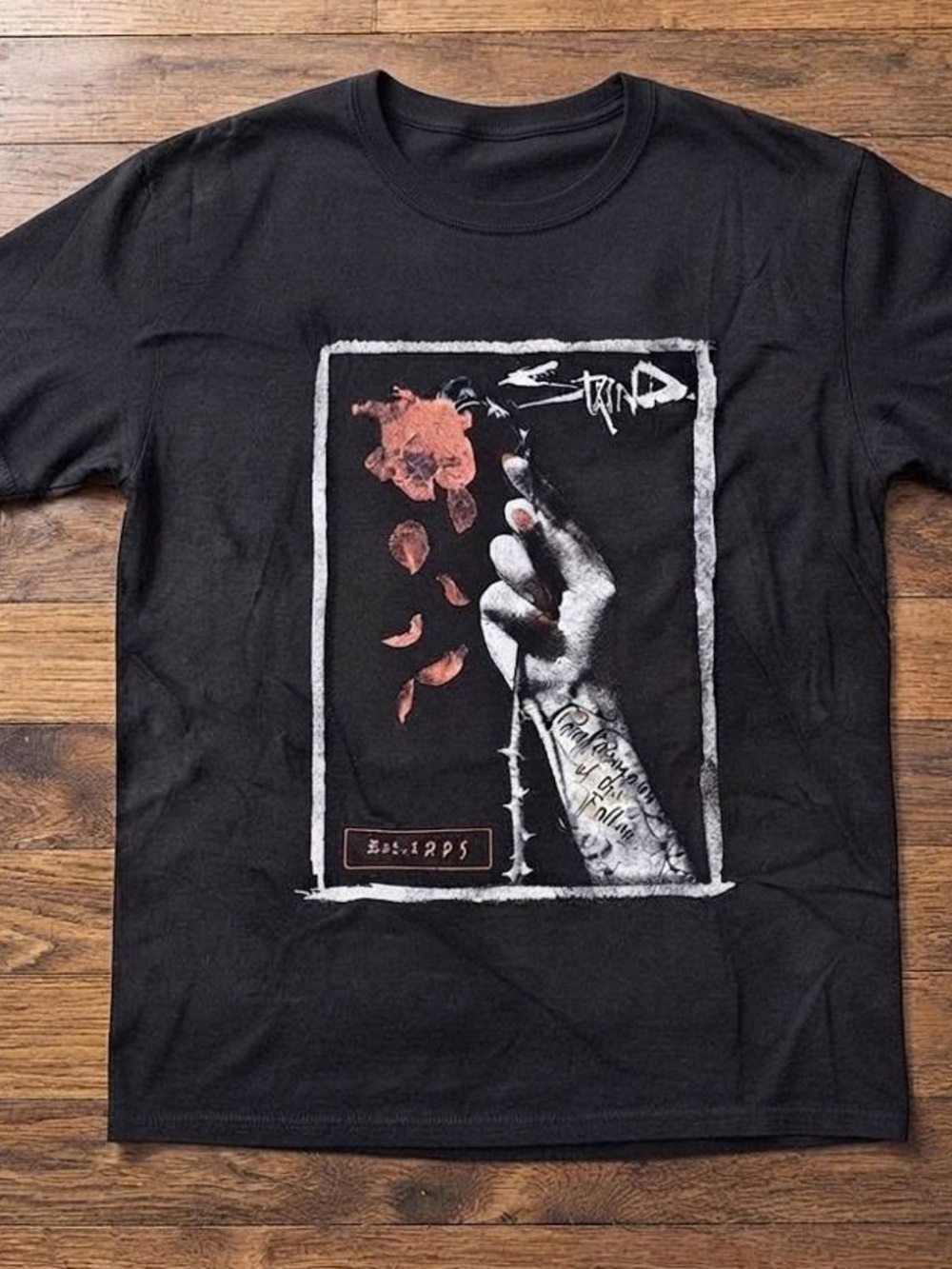 Men's Tee with Rose and Hand Print